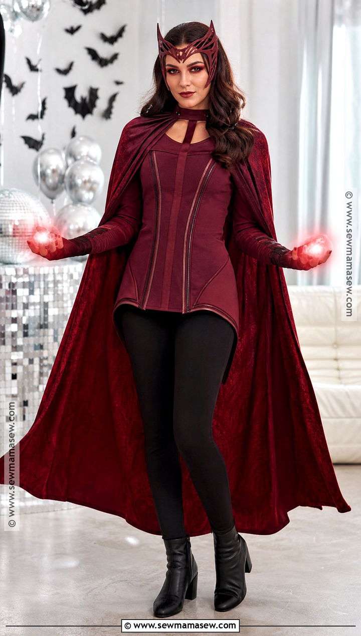 Scarlet Witch Costume With Red Cape - 30 Marvel Halloween Costumes for Women