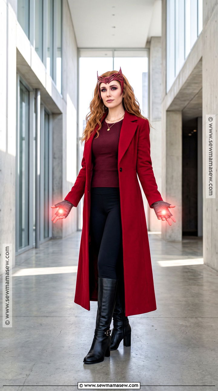 Scarlet Witch Costume With Red Coat - 35 Super Hero Costumes for Women