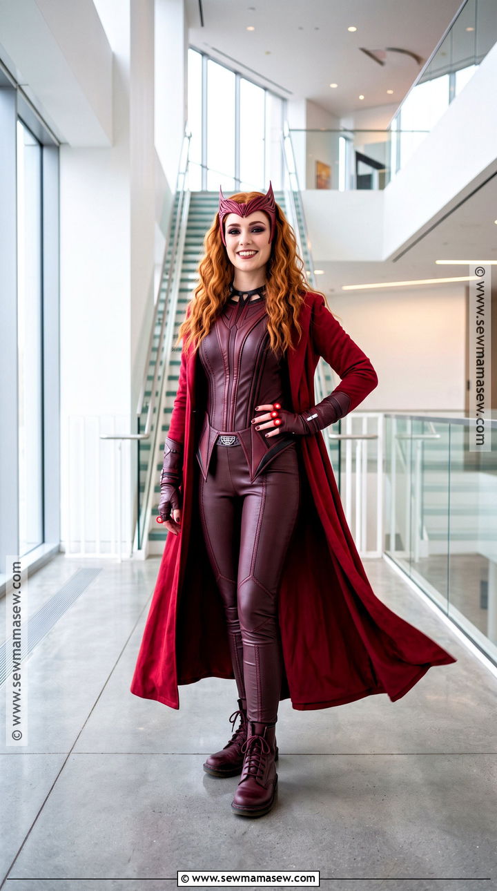 Scarlet Witch Costume With Red Coat And Crown - 30 superhero costume ideas