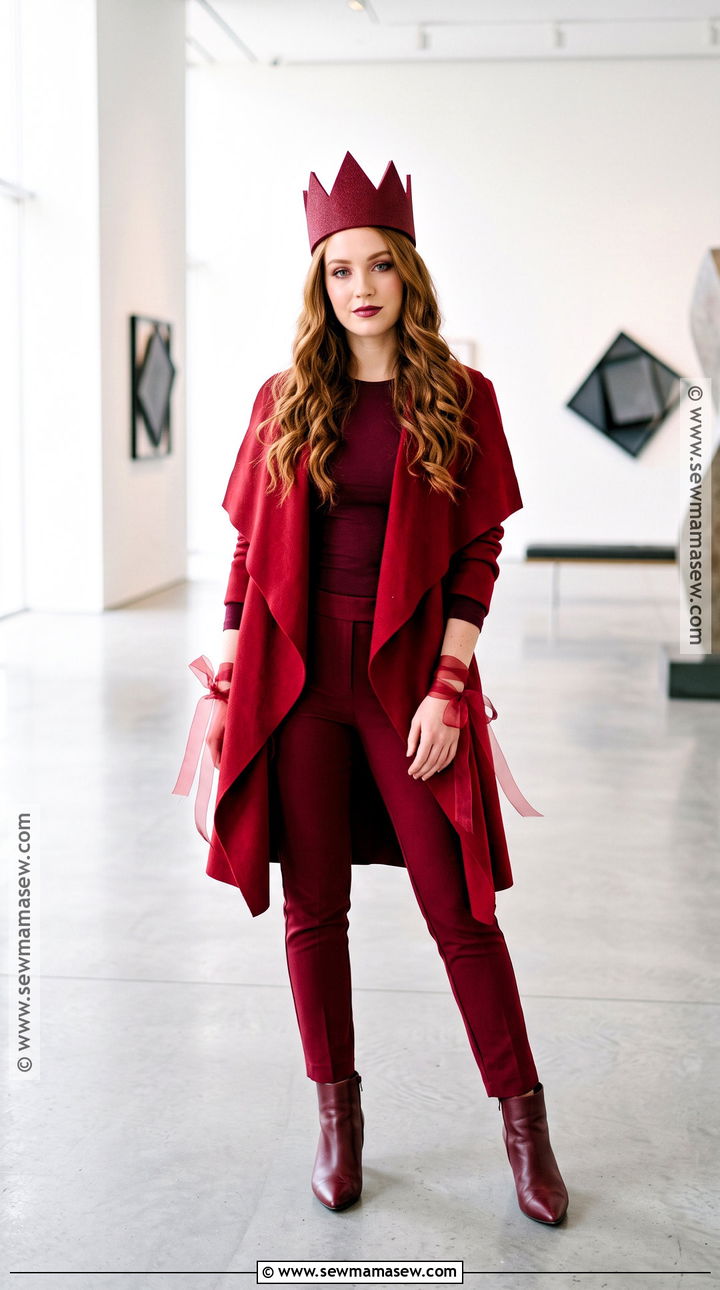 Scarlet Witch Costume With Red Coat And Crown - 30 Superwomen Costume Ideas