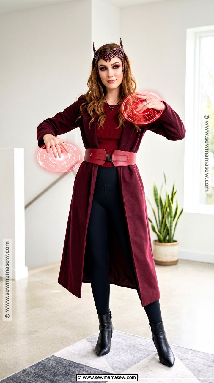 Scarlet Witch Costume With Red Crown - 30 Superhero Halloween Costumes for Women