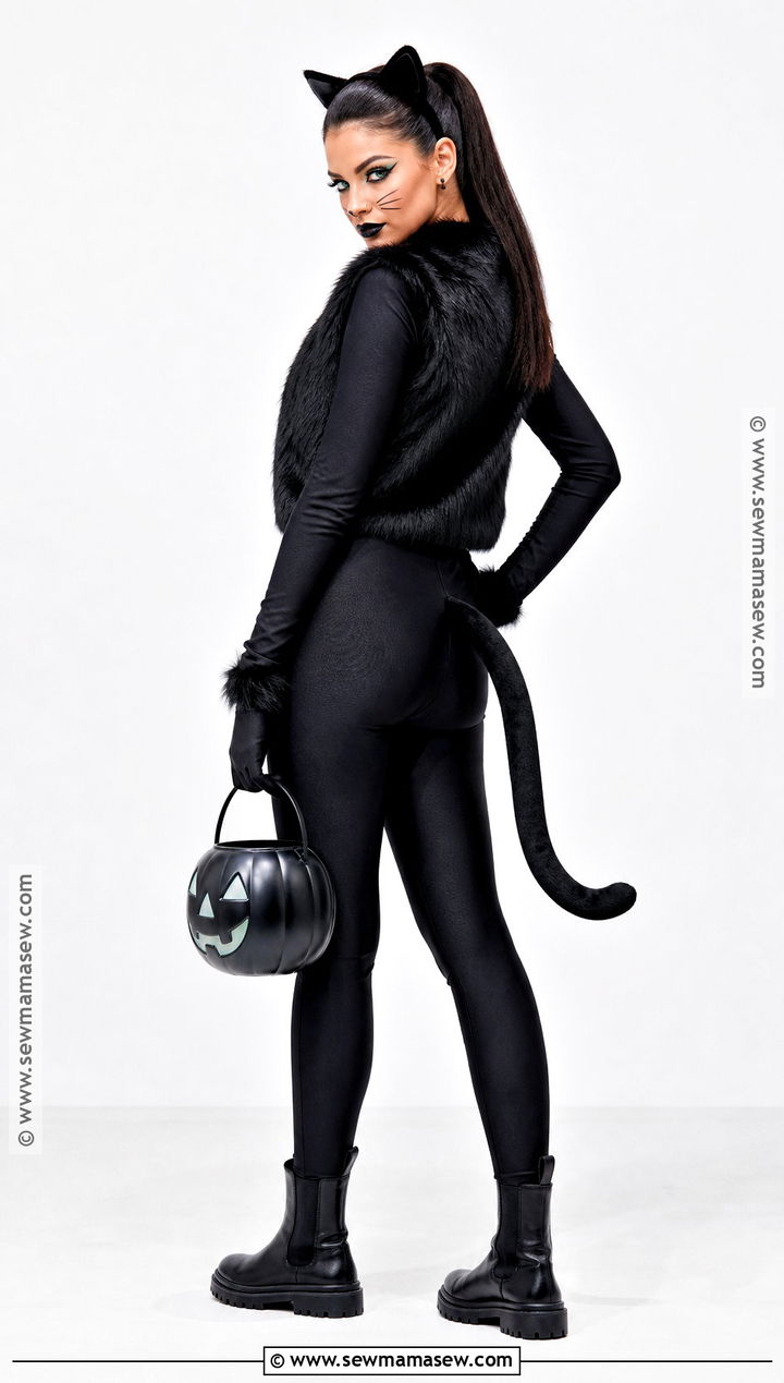 Scary Black Cat Costume With Glowing Makeup - 50 scary halloween costume ideas
