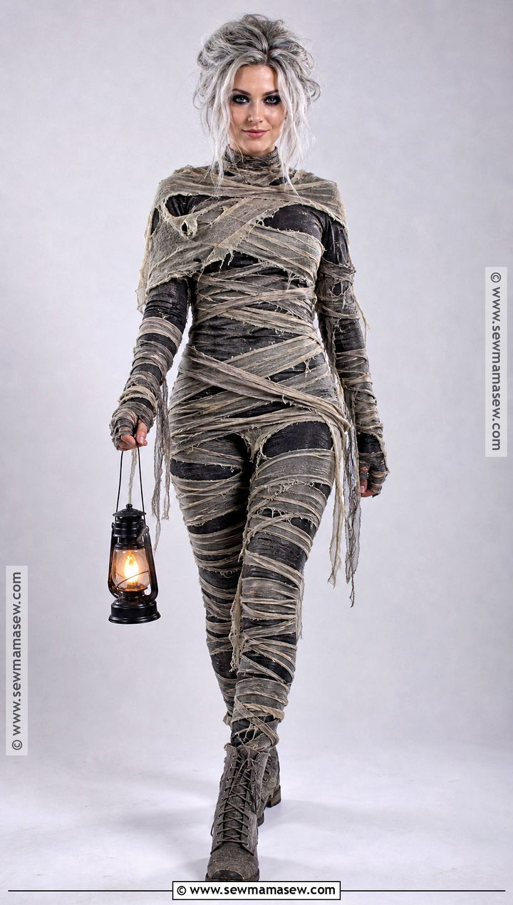 Scary Mummy Costume With Gray Wraps - 35 mummy costume ideas for women