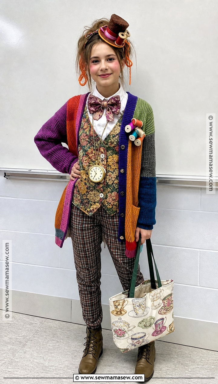 School Friendly Mad Hatter Costume With Cardigan - 50 mad hatter costume ideas