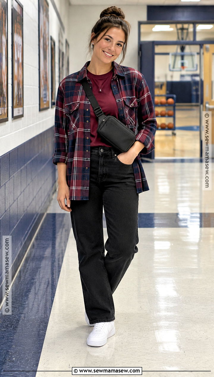 School Spirit Teacher Shirt With Plaid Shacket - 15 fall shirts for teachers