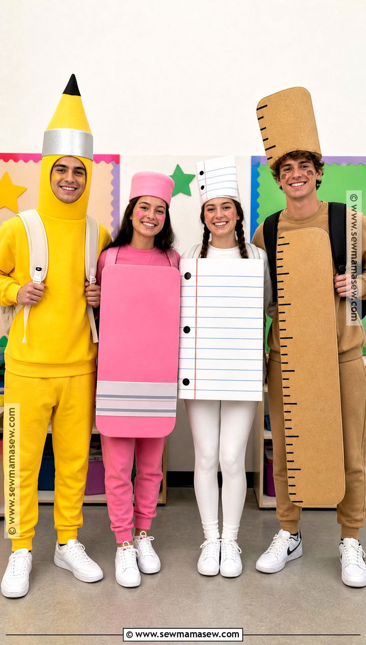 School Supplies Group Costume - 35 Group Halloween Costumes For 4