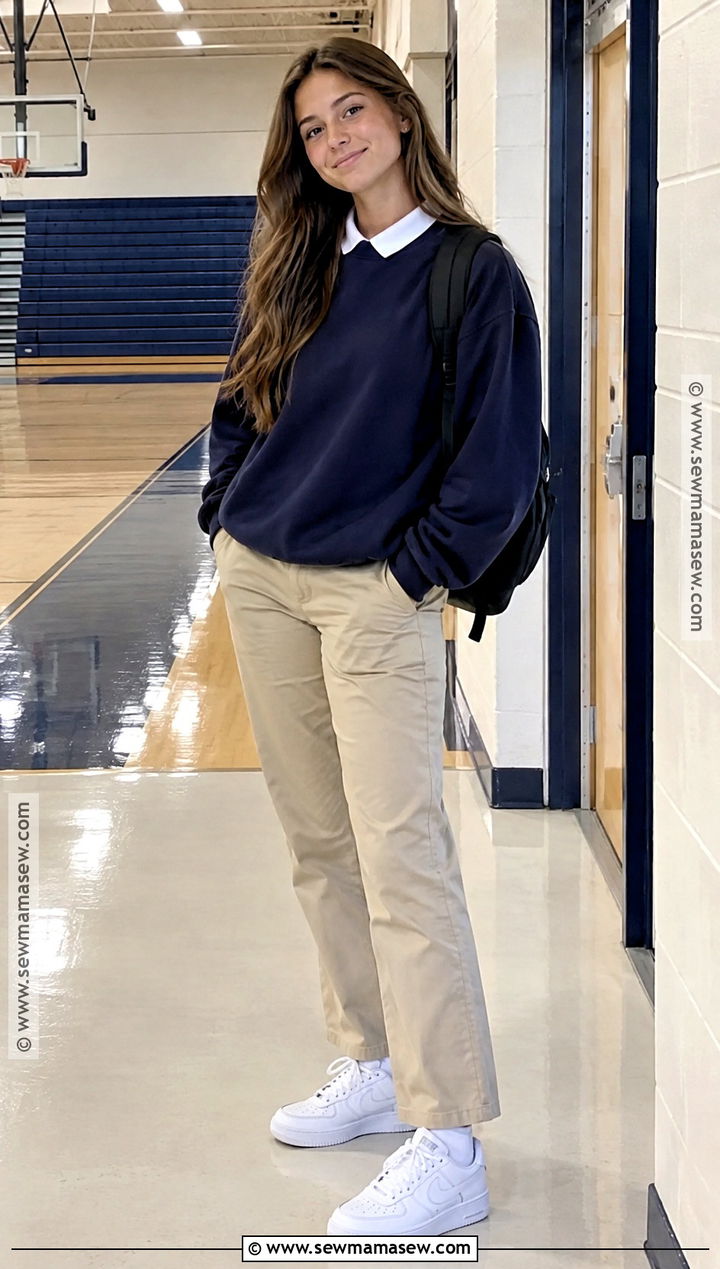 School Sweatshirt And Uniform Pants - 20 back to school uniform ideas