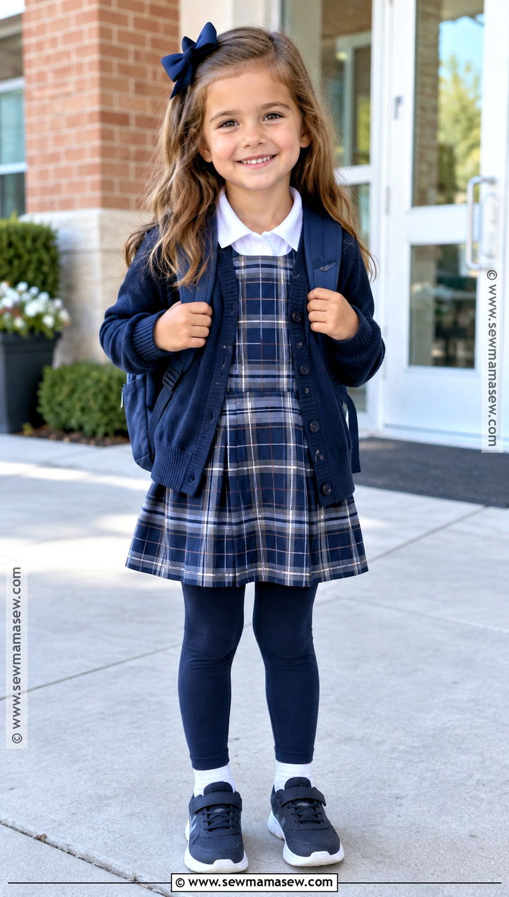 School Uniform Jumper With Polo And Sneakers - 20 Back To School Outfits Kindergarten for Girls