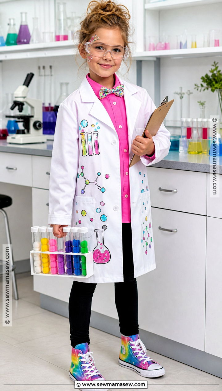 Scientist Costume With Colorful Experiments - 40 girls halloween costumes