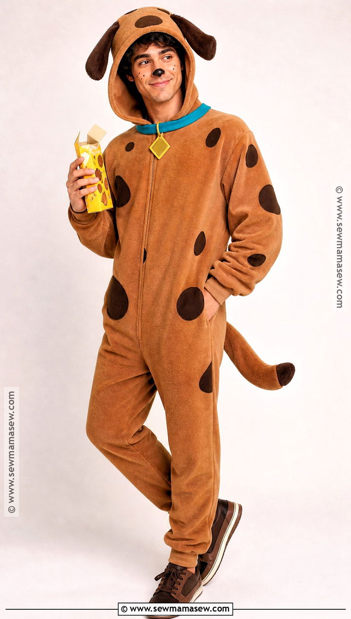 Scooby Doo Costume With Brown Jumpsuit - 30 Cartoon Characters Costume Ideas