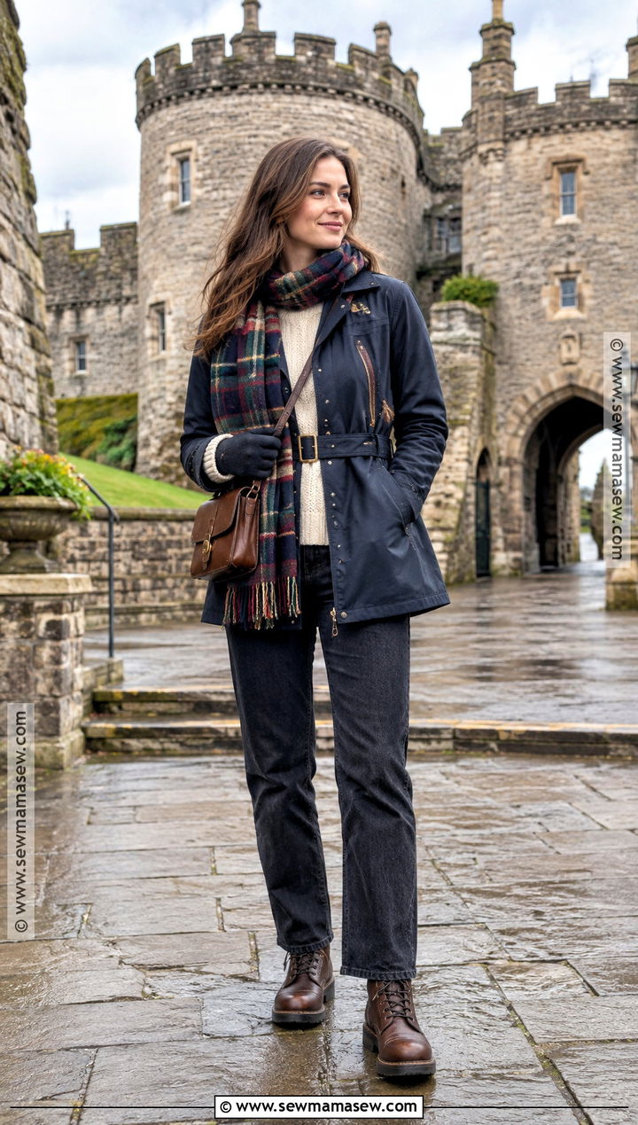 Scotland Castle Tour Fall Outfit With Plaid Scarf - 20 scotland outfit fall ideas