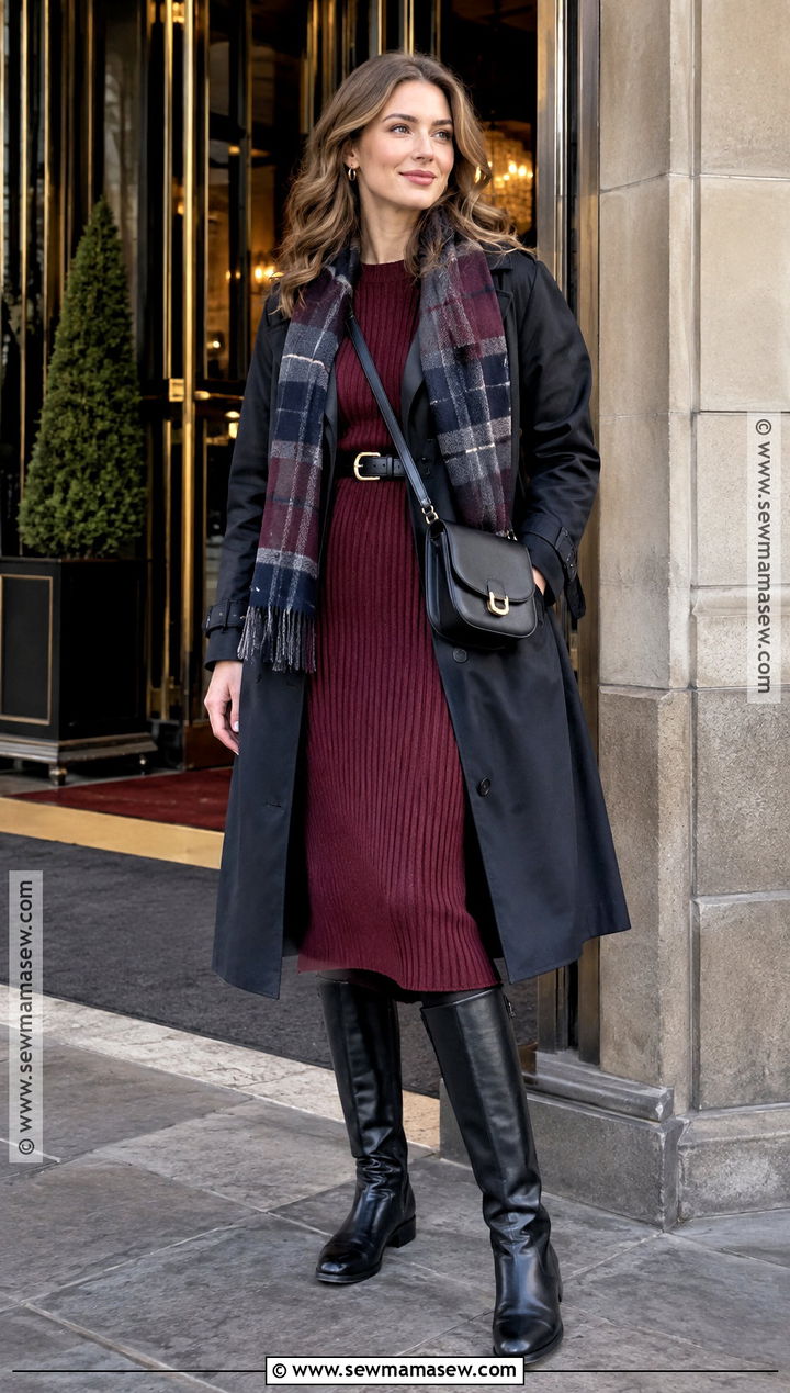 Scotland Fall Outfit With Sweater Dress and Boots - 20 scotland outfit fall ideas