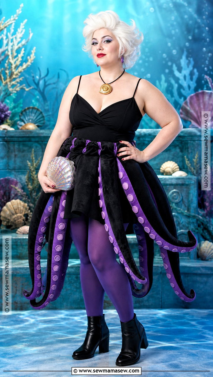 Sea Witch Costume With Black Tentacle Skirt - 40 black dress halloween costume ideas