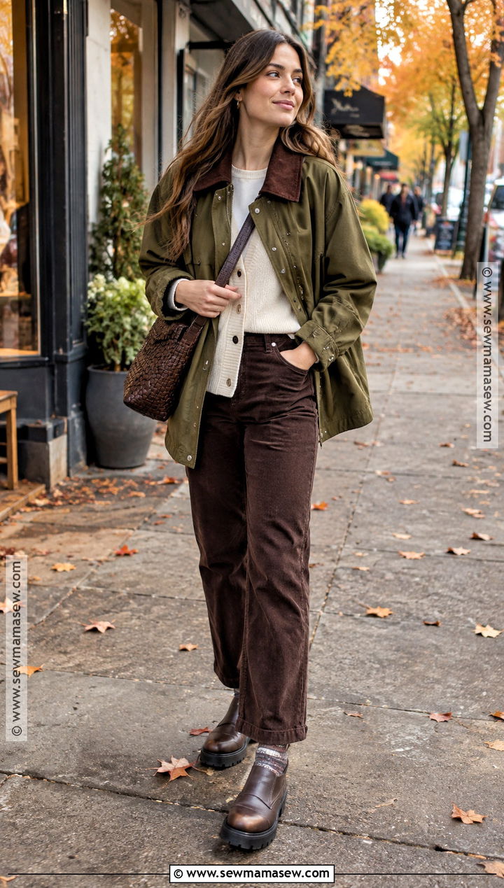 Seattle Barn Jacket Outfit With Corduroy Pants - 15 Seattle Washington Outfits Fall