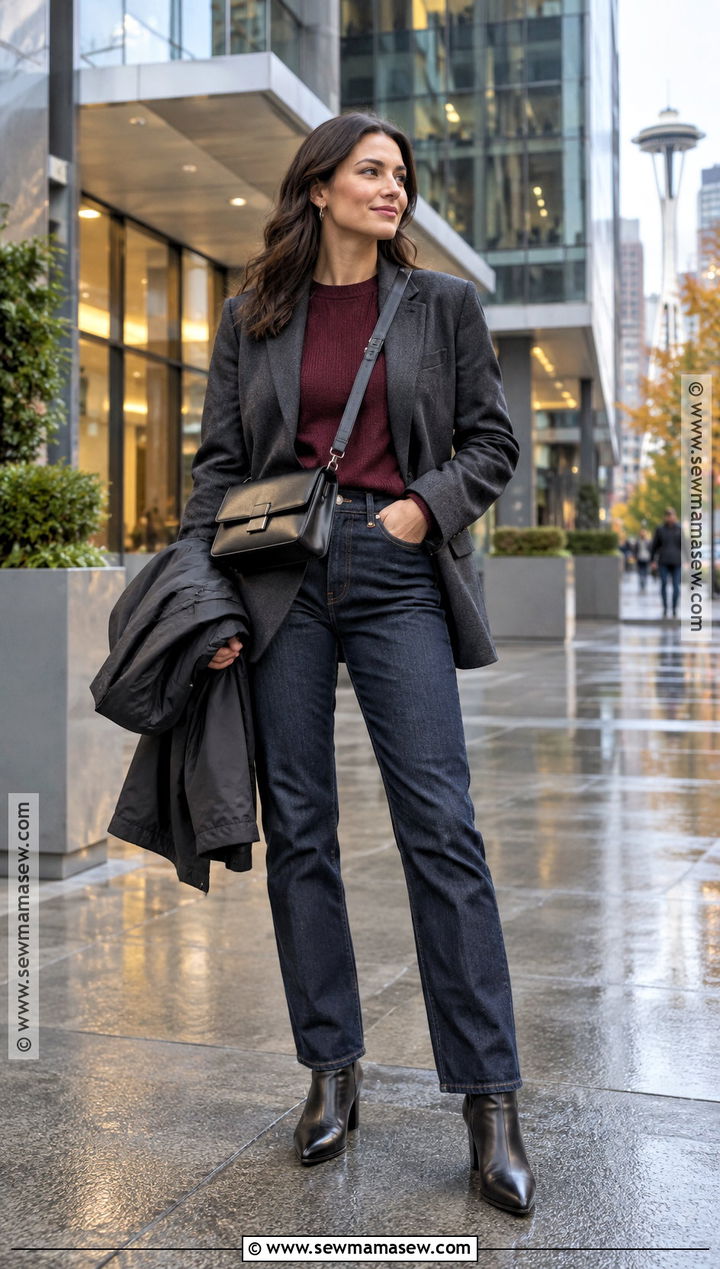 Seattle Blazer Outfit With Dark Jeans - 15 Seattle Washington Outfits Fall