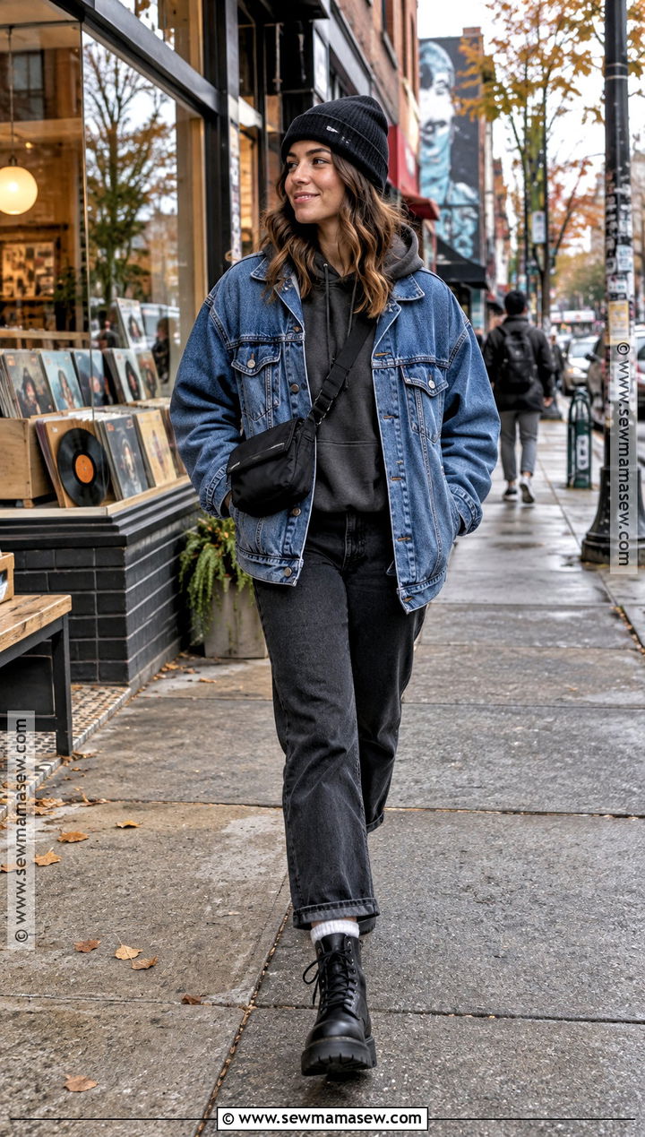 Seattle Denim Jacket Outfit With Black Jeans - 15 Seattle Washington Outfits Fall