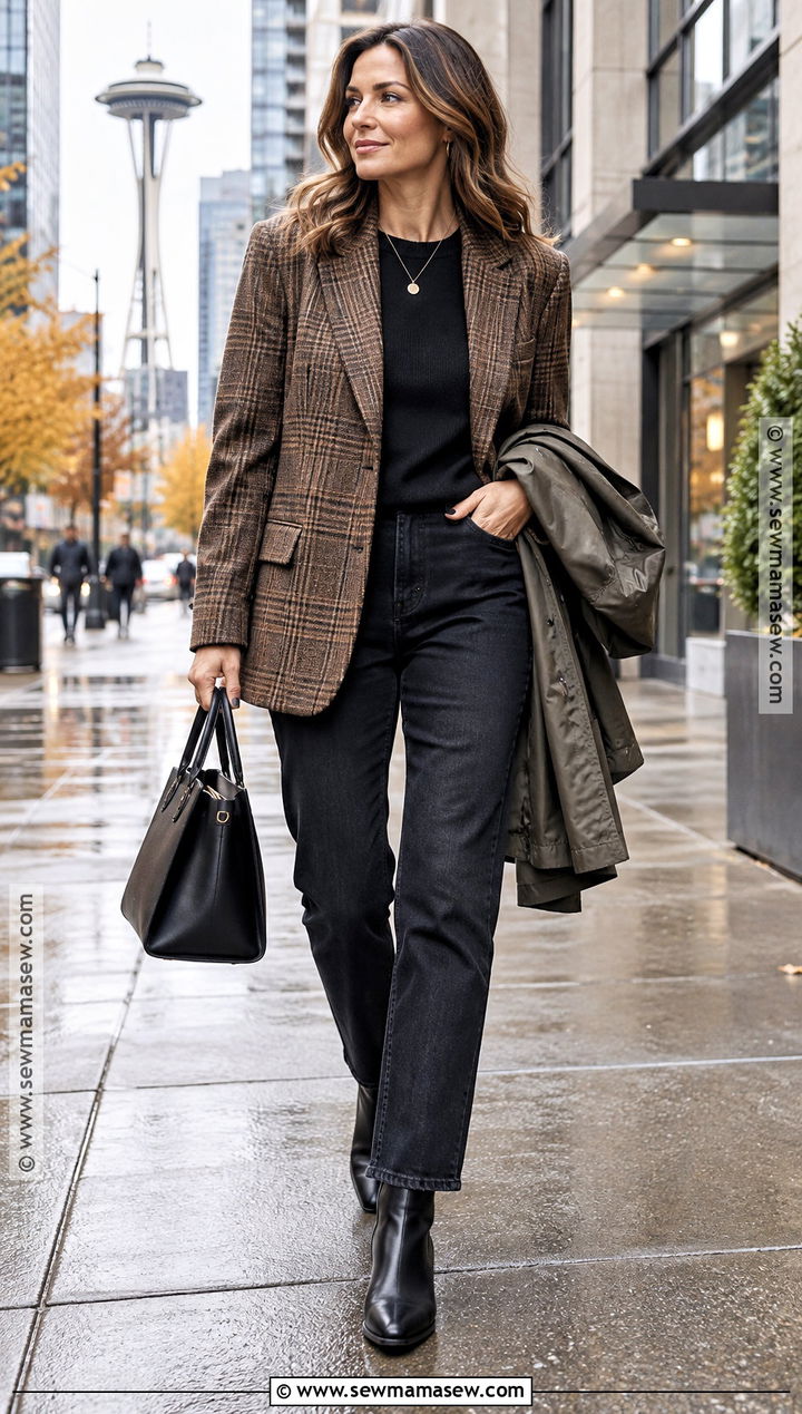 Seattle Fall Blazer And Dark Jeans Outfit - 15 outfits for seattle fall