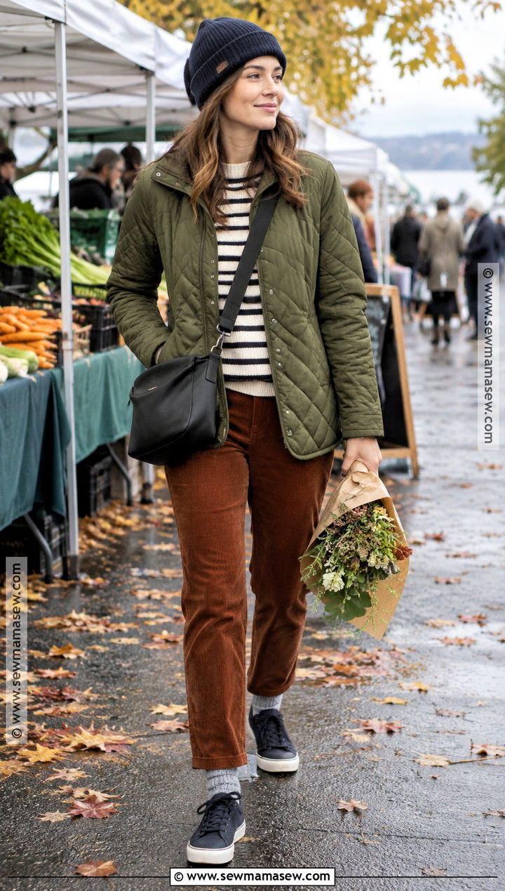 Seattle Fall Quilted Jacket And Corduroy Pants Outfit - 15 outfits for seattle fall