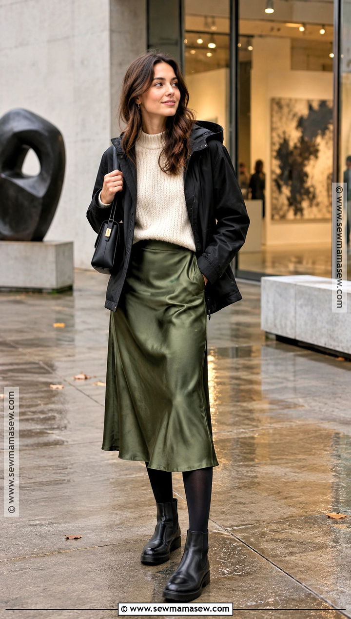 Seattle Fall Sweater And Midi Skirt Outfit - 15 outfits for seattle fall