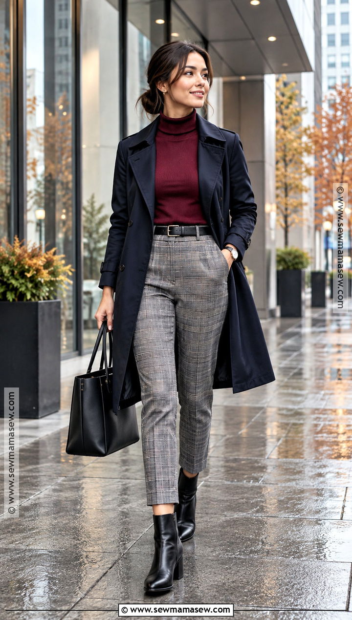 Seattle Fall Turtleneck And Plaid Trousers Outfit - 15 outfits for seattle fall