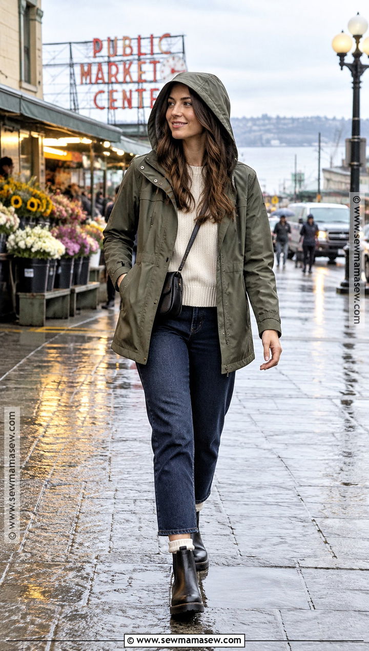Seattle Rain Jacket Outfit With Jeans - 15 Seattle Washington Outfits Fall
