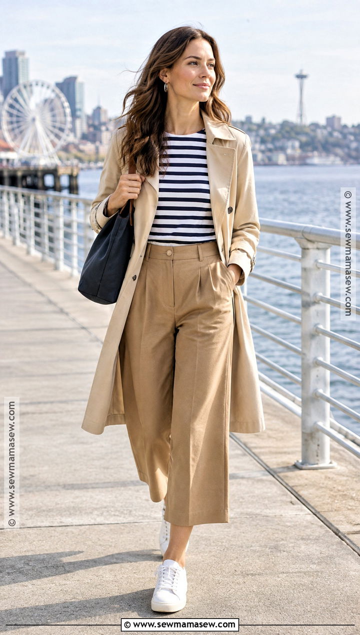 Seattle September Striped Top And Wide Leg Pants Outfit - 15 Seattle In September Outfits