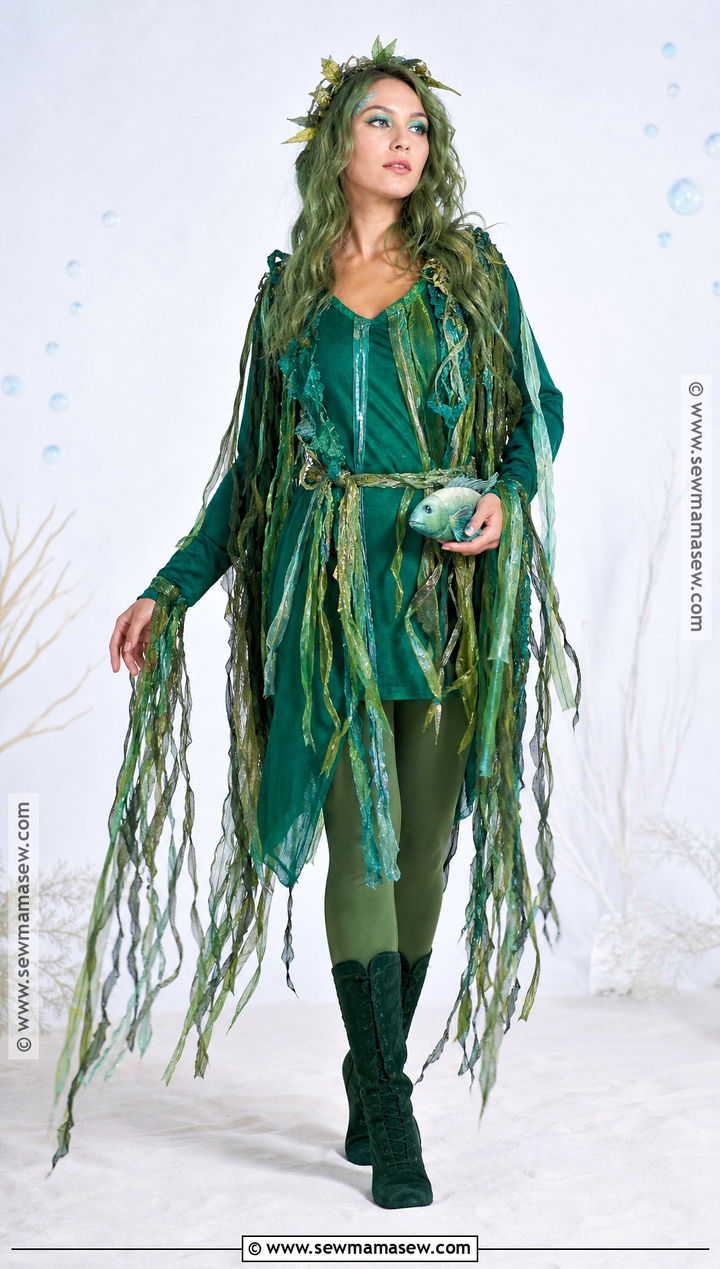 Seaweed Garden Costume With Flowing Green Layers - 30 under the sea costume ideas