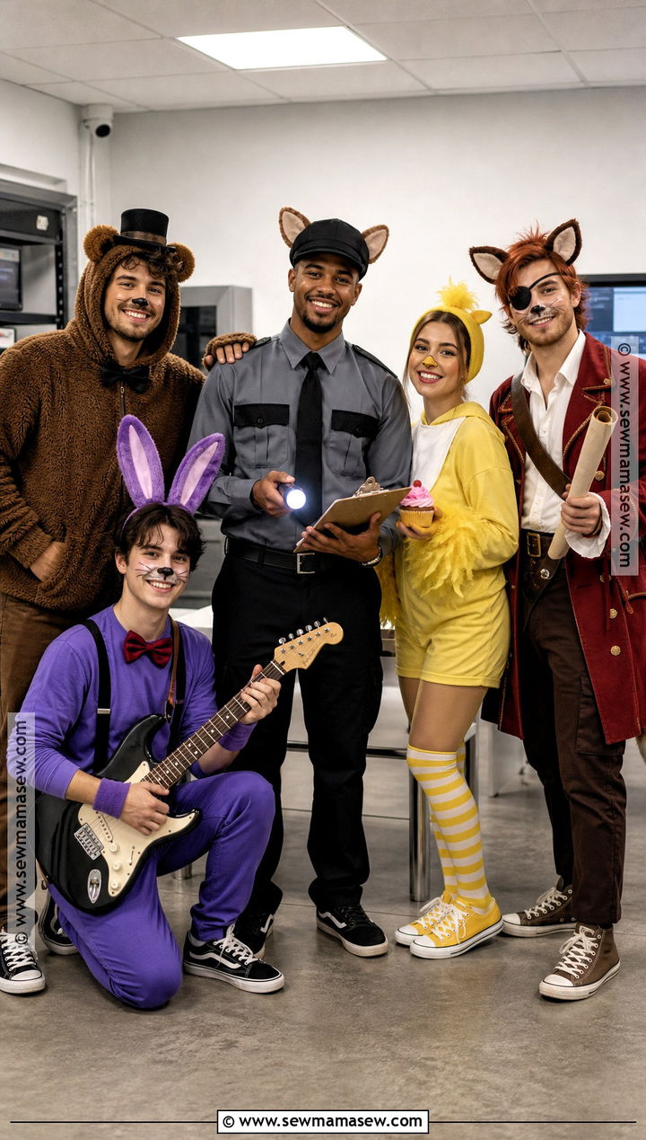 Security Guard And Animatronics FNAF Costume - 30 fnaf group costume ideas