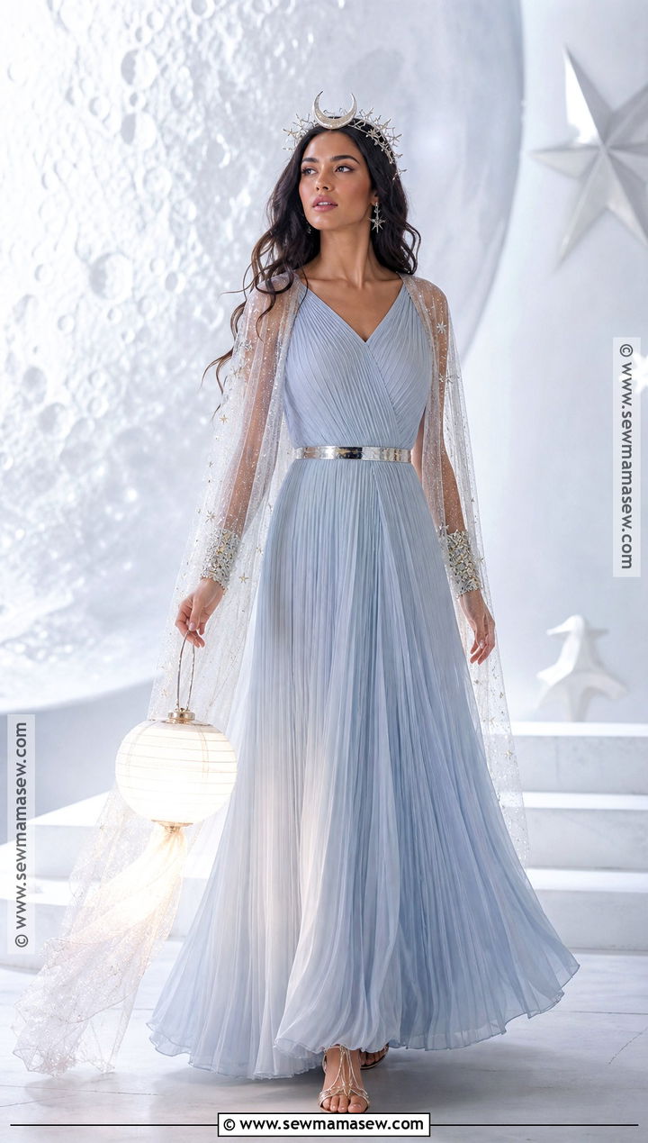 Selene Greek Goddess Costume With Crescent Crown - 30 greek gods costume ideas