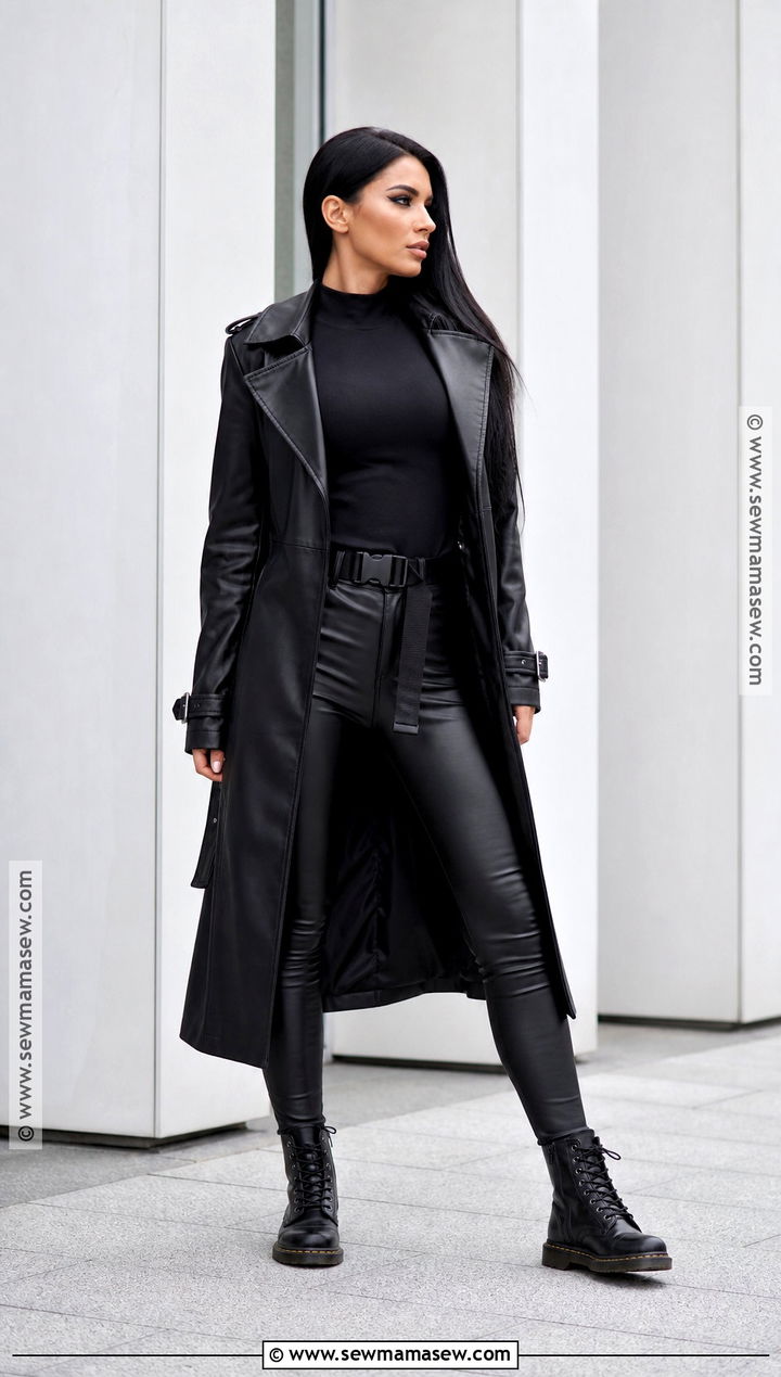 Selene Vampire Costume With Black Trench Coat - 30 long black hair halloween costumes