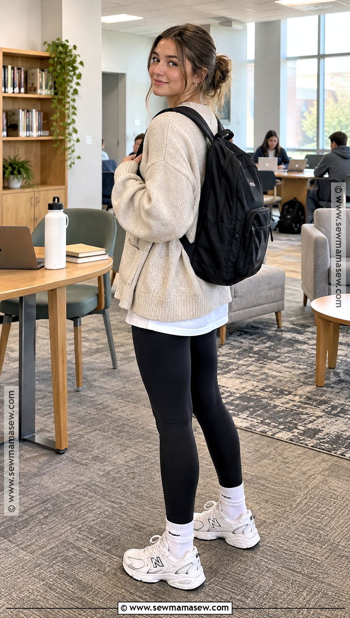 Senior Back To School Outfit With Cardigan And Leggings - 15 Back To School Fits Senior