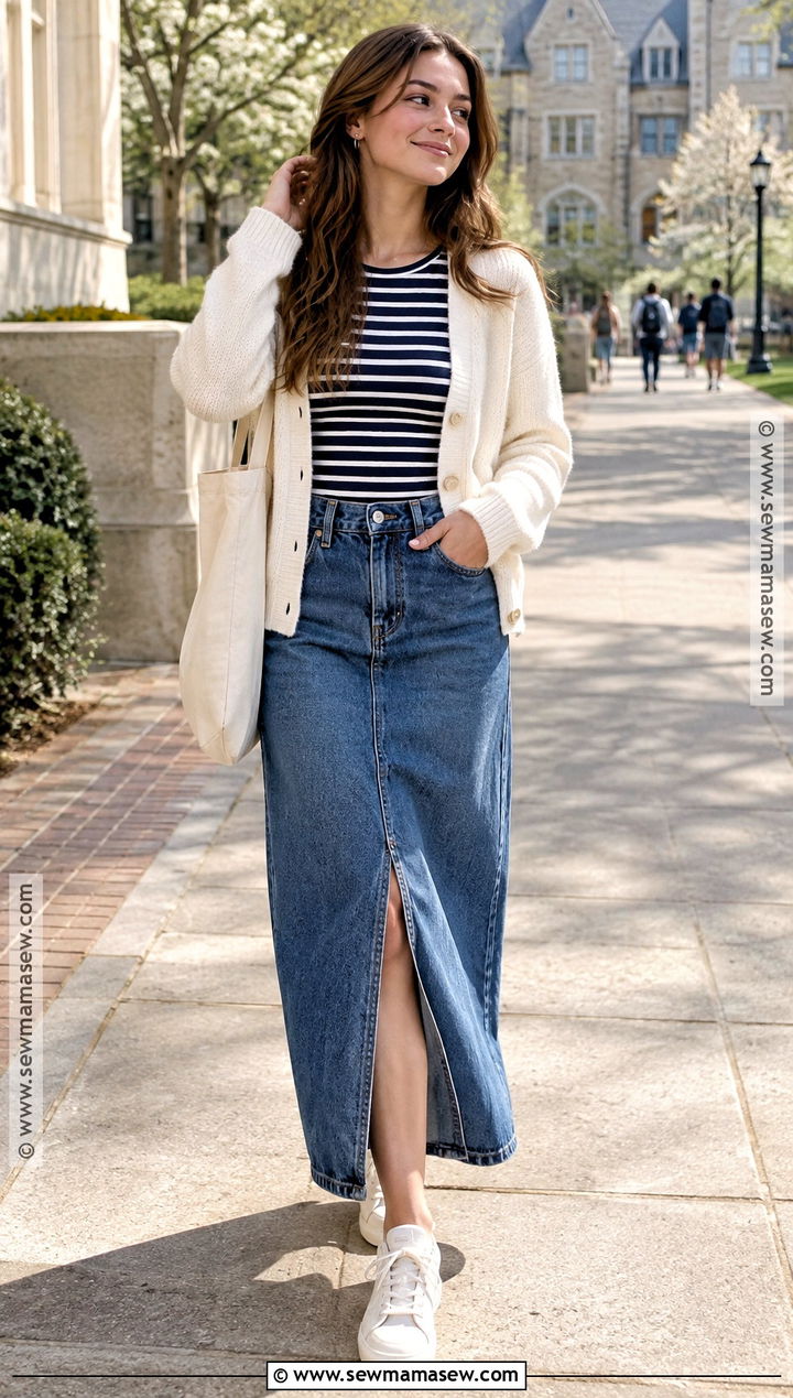 Senior Back To School Outfit With Denim Skirt - 15 Back To School Fits Senior