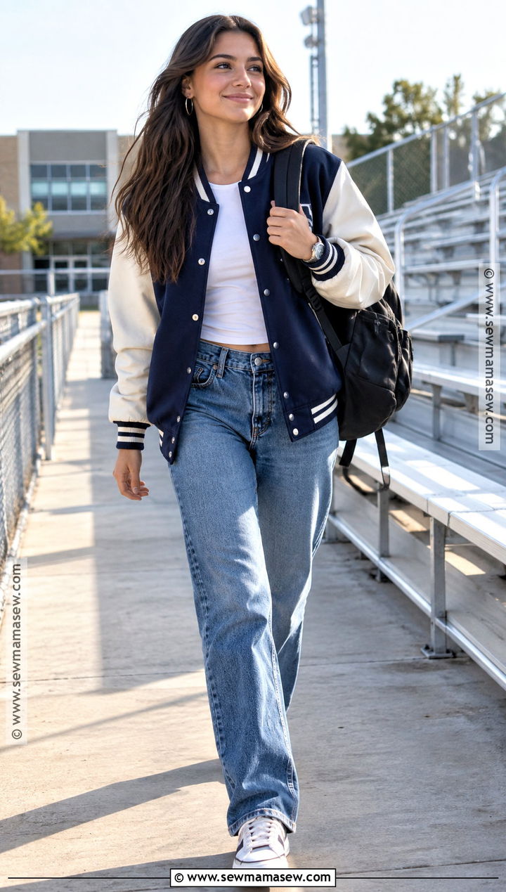 Senior Back To School Outfit With Varsity Jacket - 15 Back To School Fits Senior