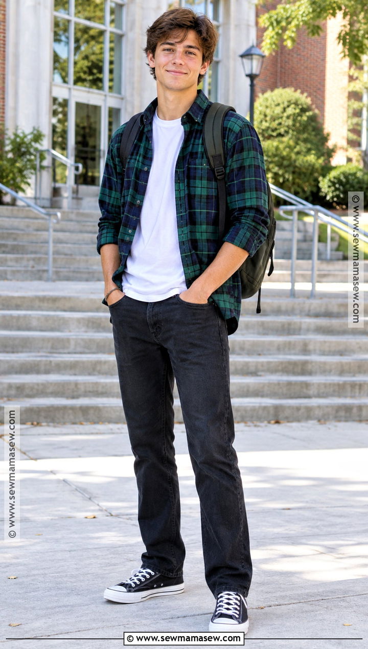 Senior Outfit With Flannel Shirt And Black Jeans - 20 senior back to school outfits