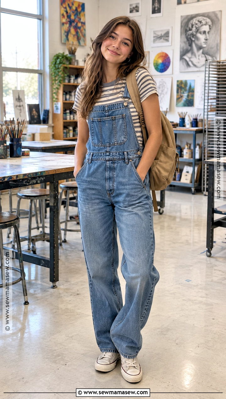 Senior Outfit With Overalls And Fitted T Shirt - 20 senior back to school outfits