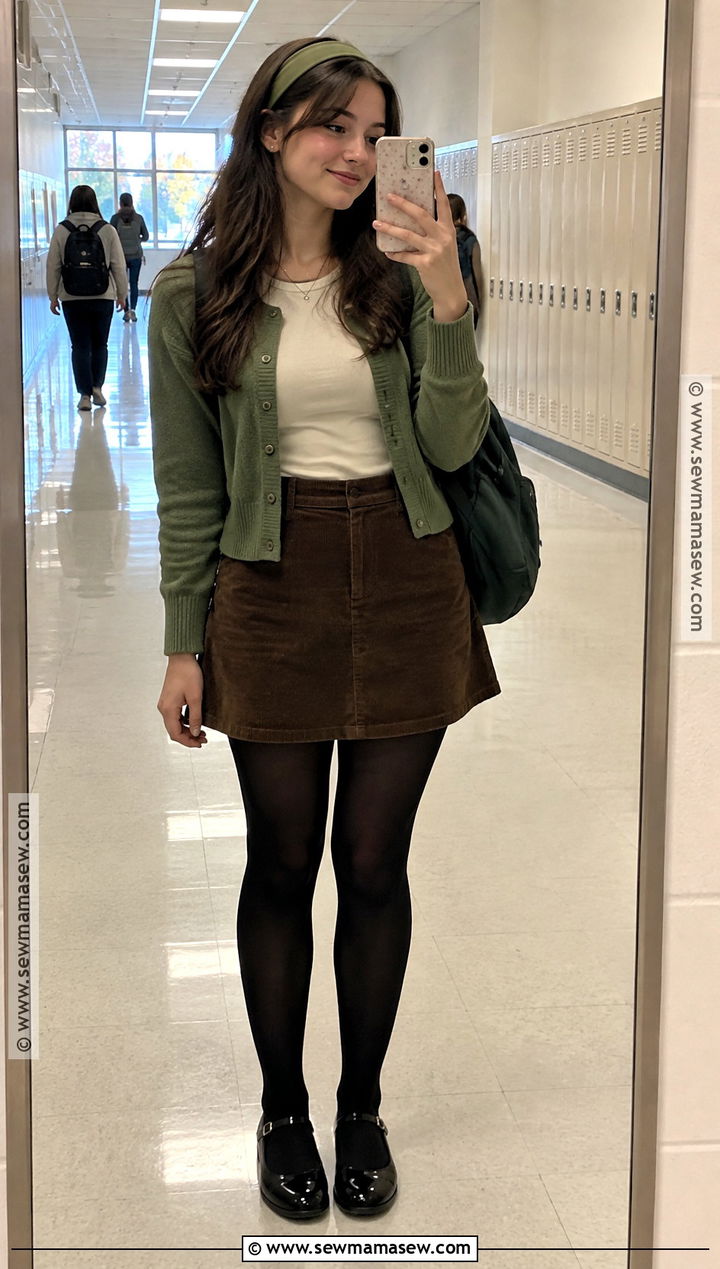 Senior Year Cardigan And Mini Skirt Outfit - 20 Senior Year Back To School Outfit Ideas