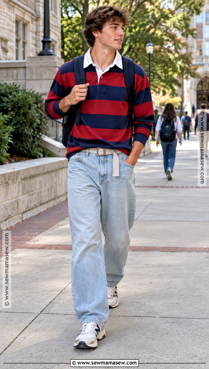 Senior Year Rugby Shirt And Baggy Jeans Outfit - 20 back to school outfits senior year