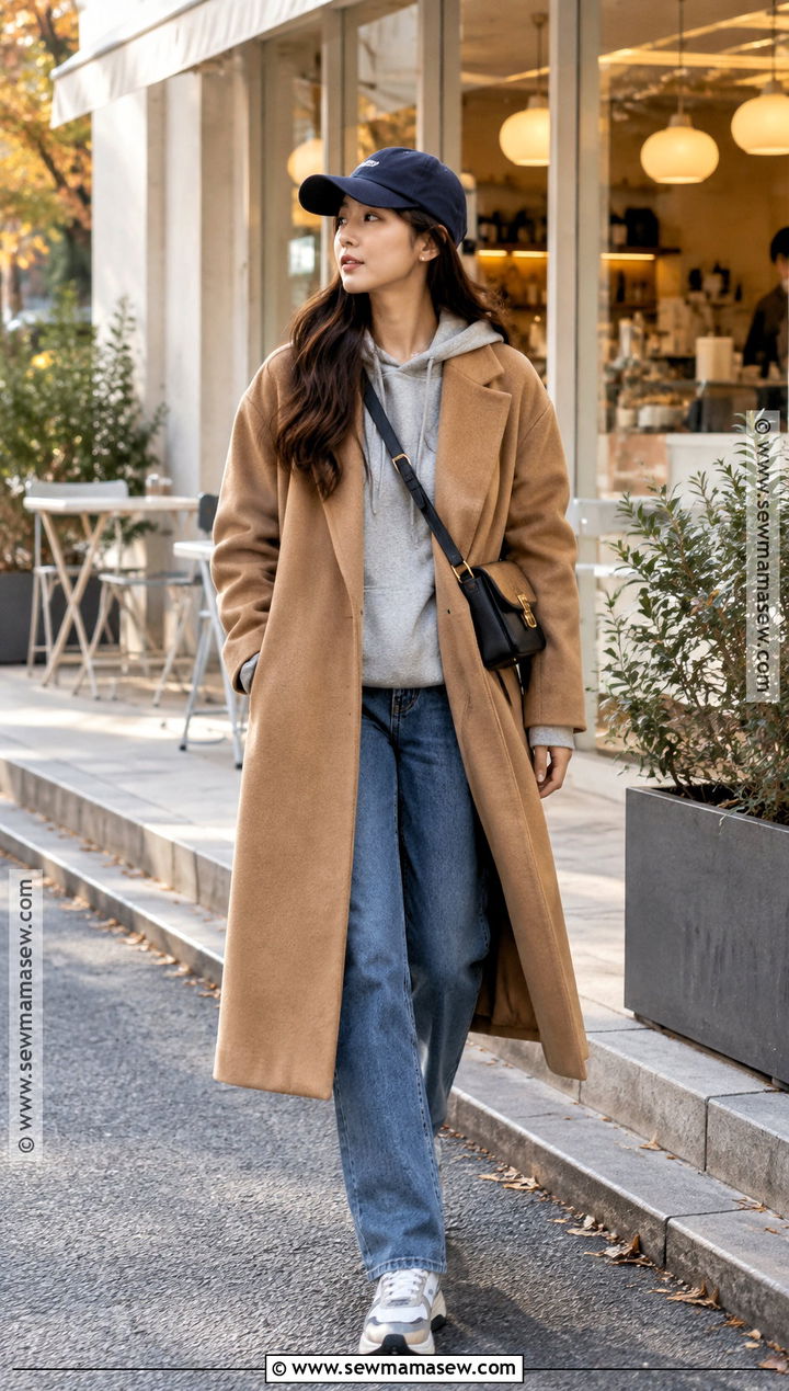 Seoul Autumn Camel Coat And Hoodie Outfit - 20 Seoul Outfits Autumn