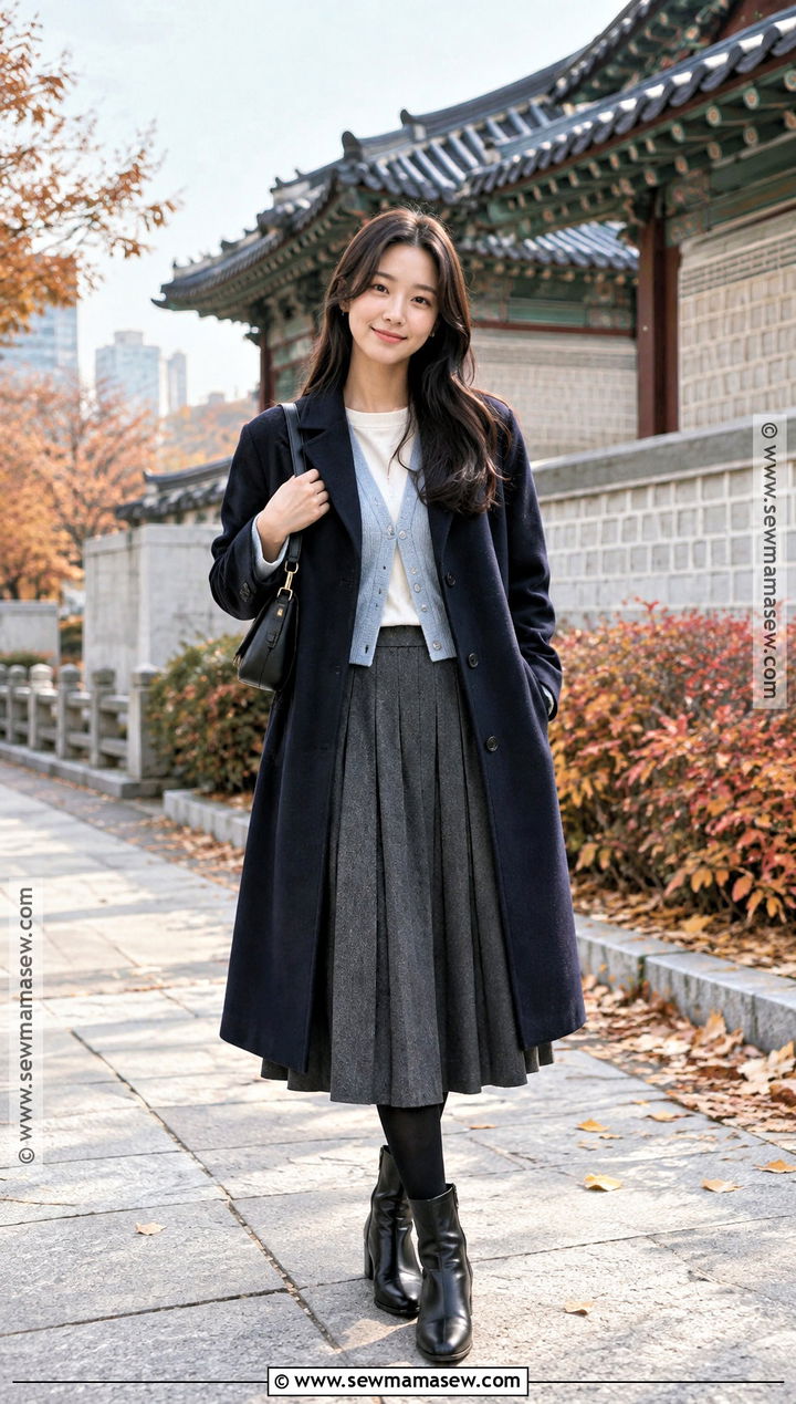Seoul November Cardigan And Midi Skirt Outfit - 15 Seoul November Outfit Ideas