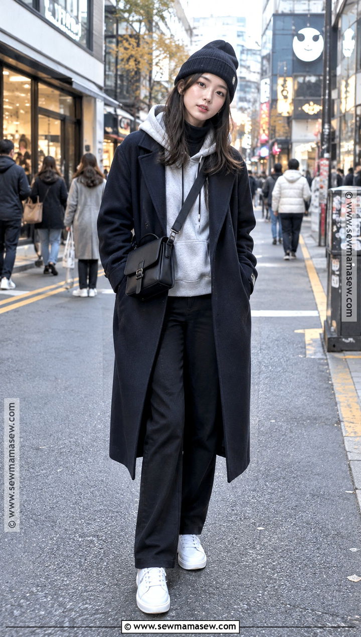 Seoul November Hoodie And Long Coat Outfit - 15 Seoul November Outfit Ideas