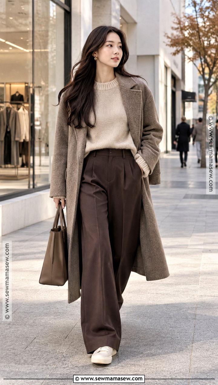Seoul November Sweater And Wide Leg Pants Outfit - 15 Seoul November Outfit Ideas