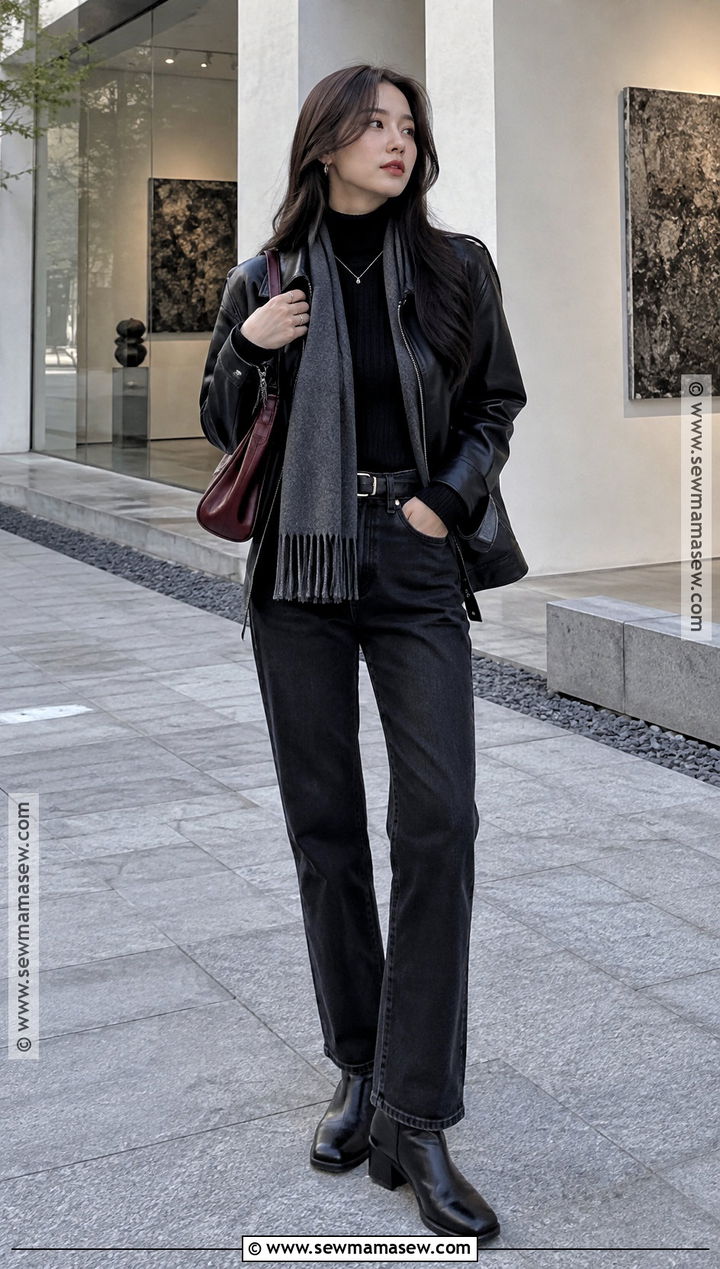 Seoul October Leather Jacket And Black Jeans Outfit - 15 south korea october outfit ideas