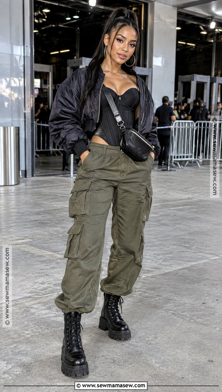 September Concert Outfit With Corset Top And Cargo Pants - 20 September Concert Outfit Ideas