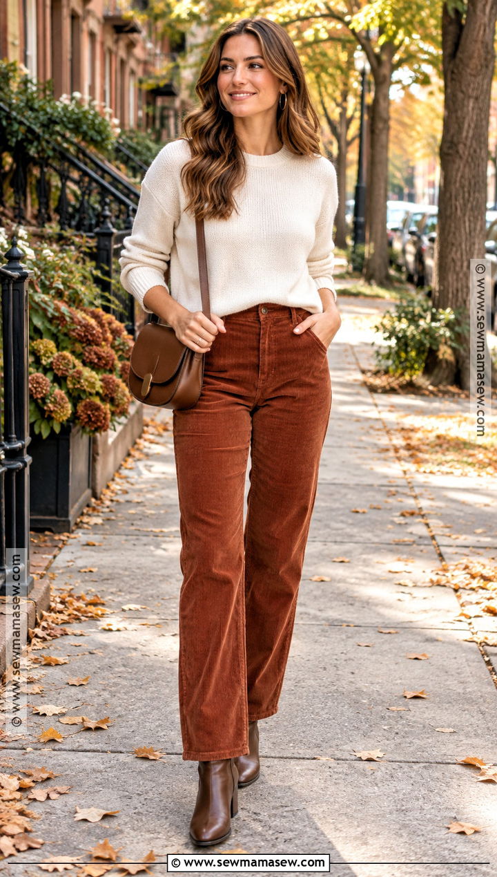 September Corduroy Pants With Lightweight Sweater - 25 september style ideas