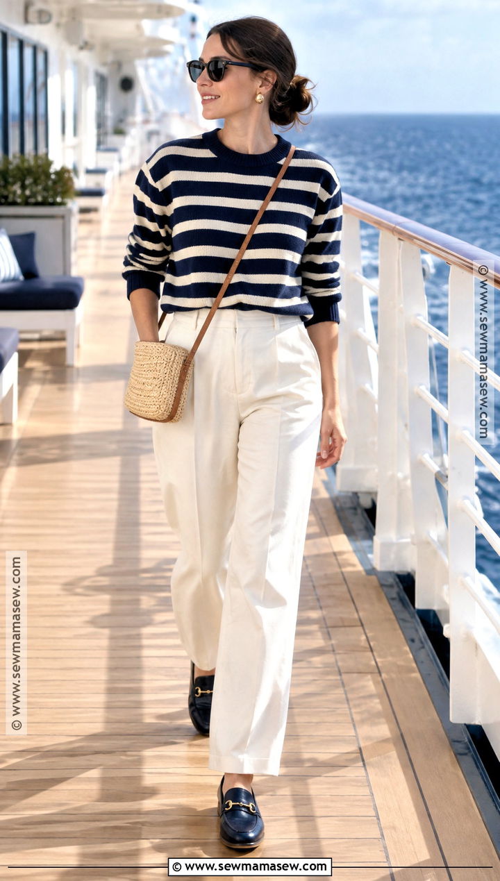 September Cruise Outfit With Striped Knit - 20 September Vacation Outfits