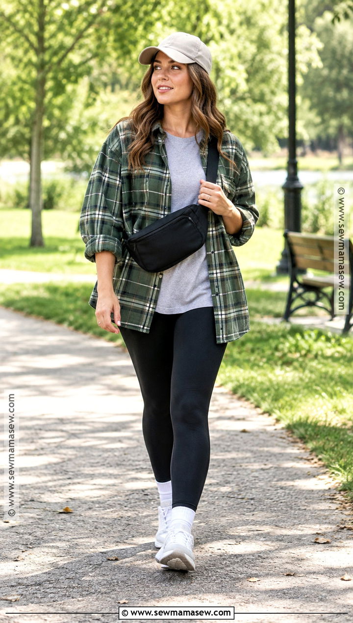 September Outfit With Leggings and an Overshirt - 30 september outfits
