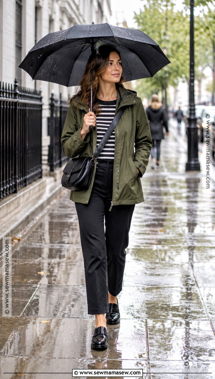 September Outfit With Rain Jacket and Cropped Trousers - 25 september fits
