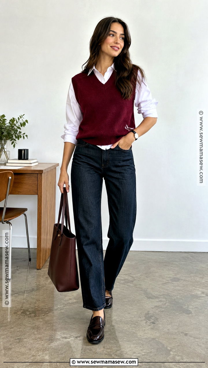 September Outfit With Sweater Vest And Button Up Shirt - 15 september clothing outfits