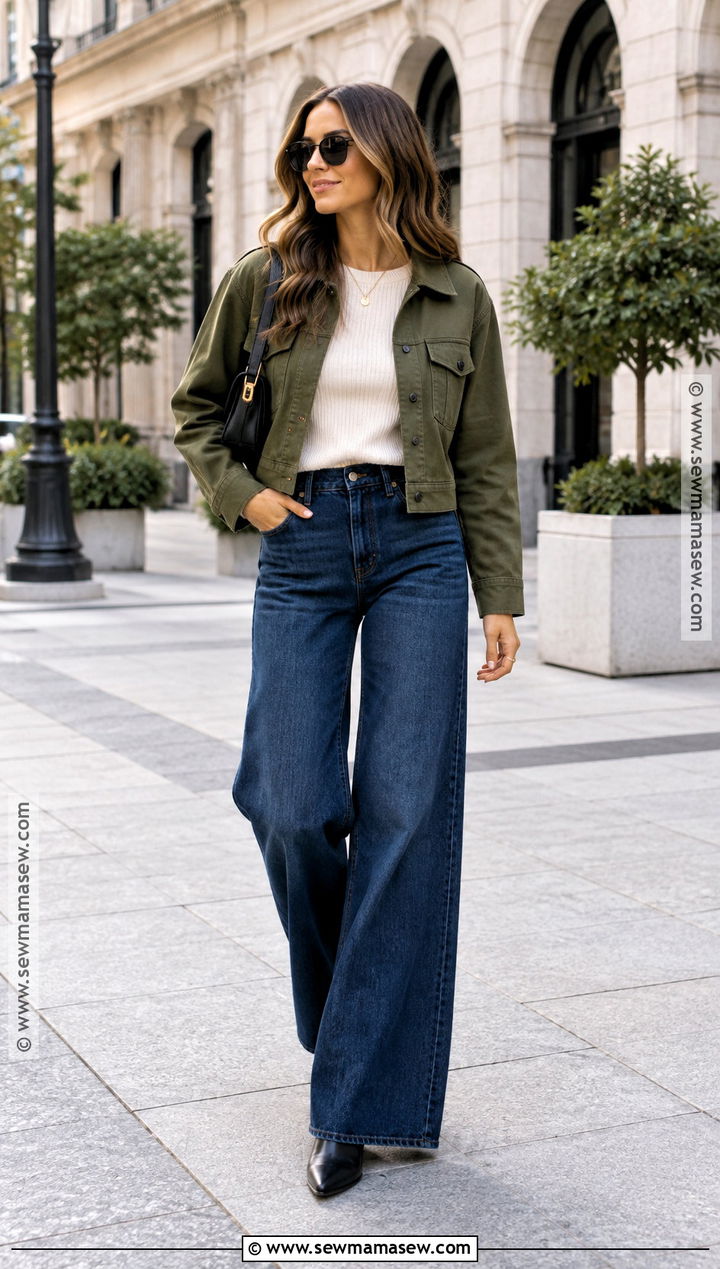 September Outfit With Wide Leg Jeans - 30 september outfits