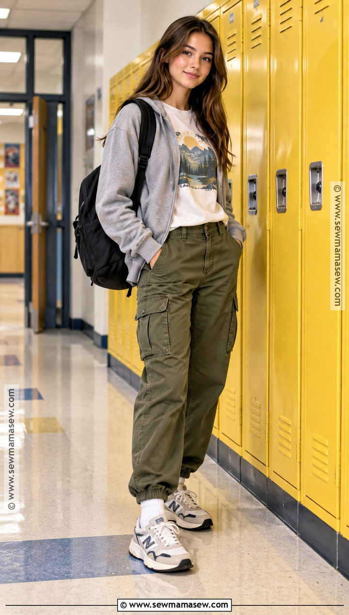 September School Outfit With Graphic Tee And Cargo Pants - 20 september outfits for school